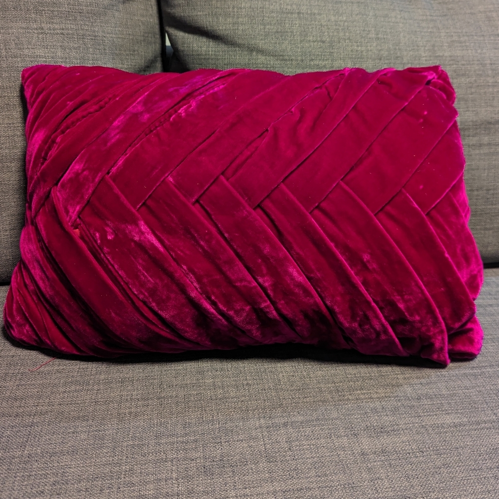Target 14"x20" Merlot Pleated Velvet Lumbar Pillow